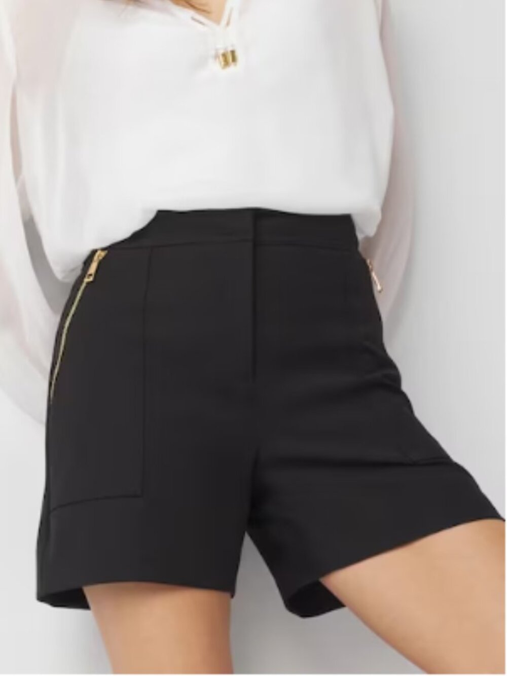 White House Black Market Side Zip Shorts – Black with 5” Inseam – Size 8